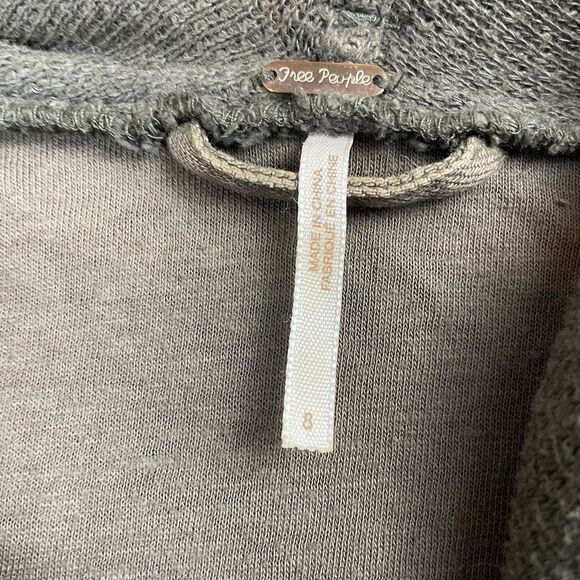 Free People Coated Denim & Sweater Zip Cuff Multi Styled Moto Jacket Olive-8 - Picture 6 of 16